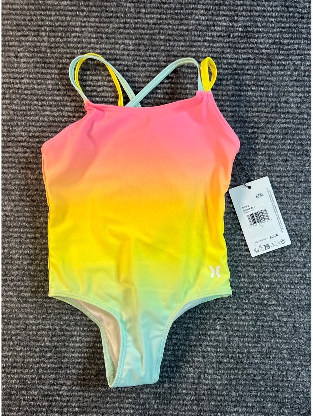 NWT Hurley Girls 2T One-Piece Swimsuit Pink Flamingo Gradient MSRP $35